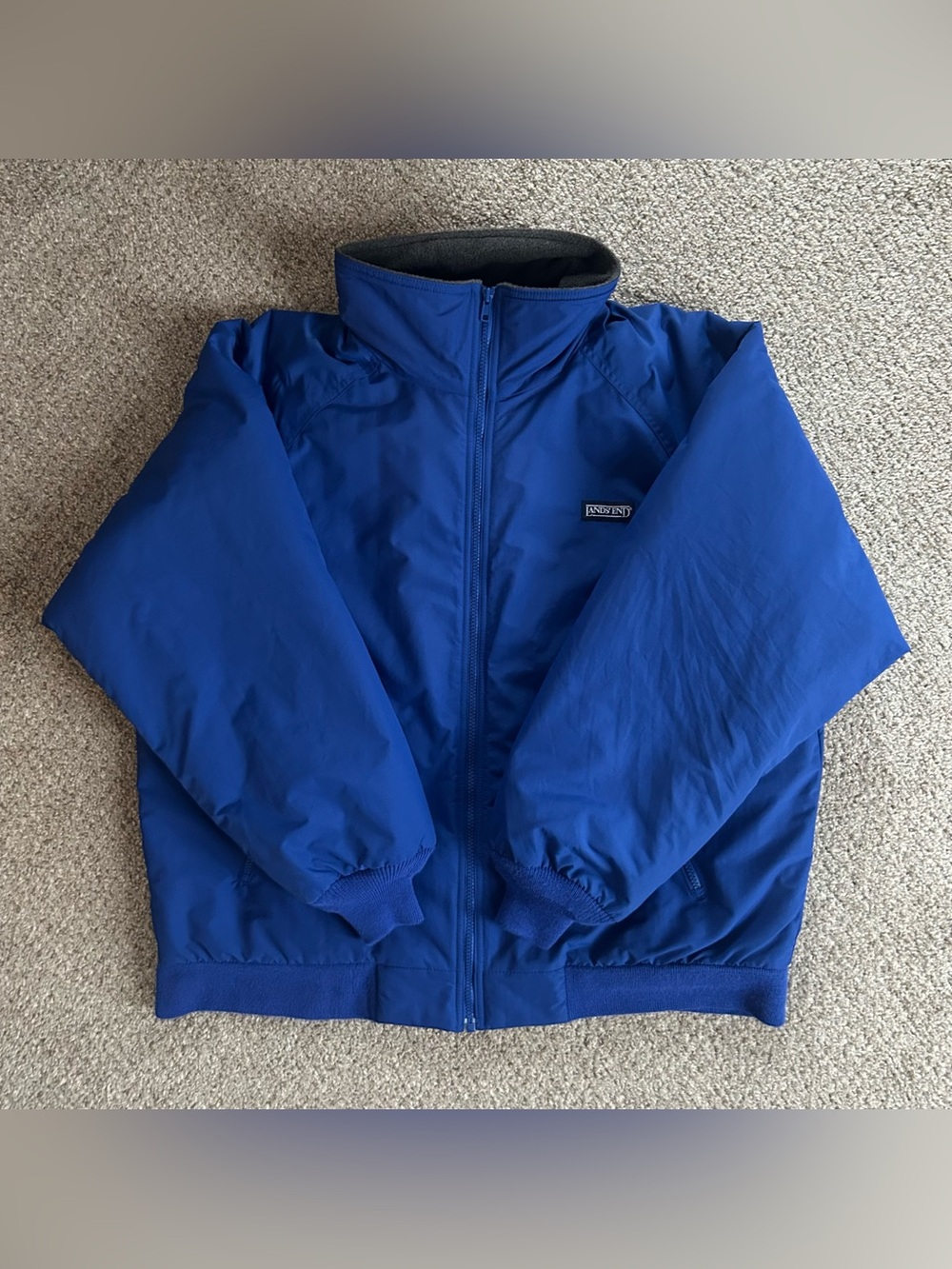 Vintage 1990s Lands' End Insulated Bomber Nylon Jacket Coat Size Large - Utility